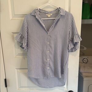 Beachlunchlounge Blue and White Striped Blouse